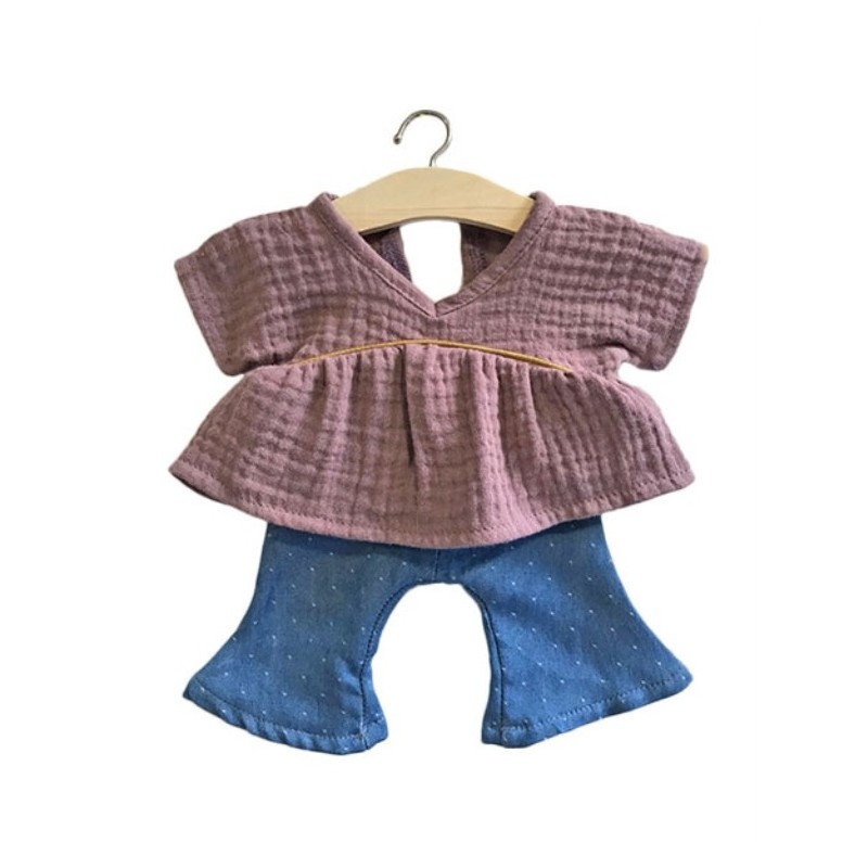 POUPEE MINIKANE VETEMENT ENSEMBLE « DAISY » ROSE ORCHIDEE