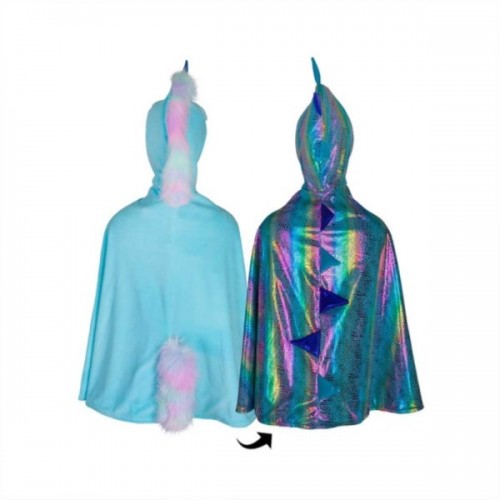 DEGUISEMENT CAPE REVERSIBLE LICORNE / DRAGON BLEU CLAIR, 4 – 7 ANS