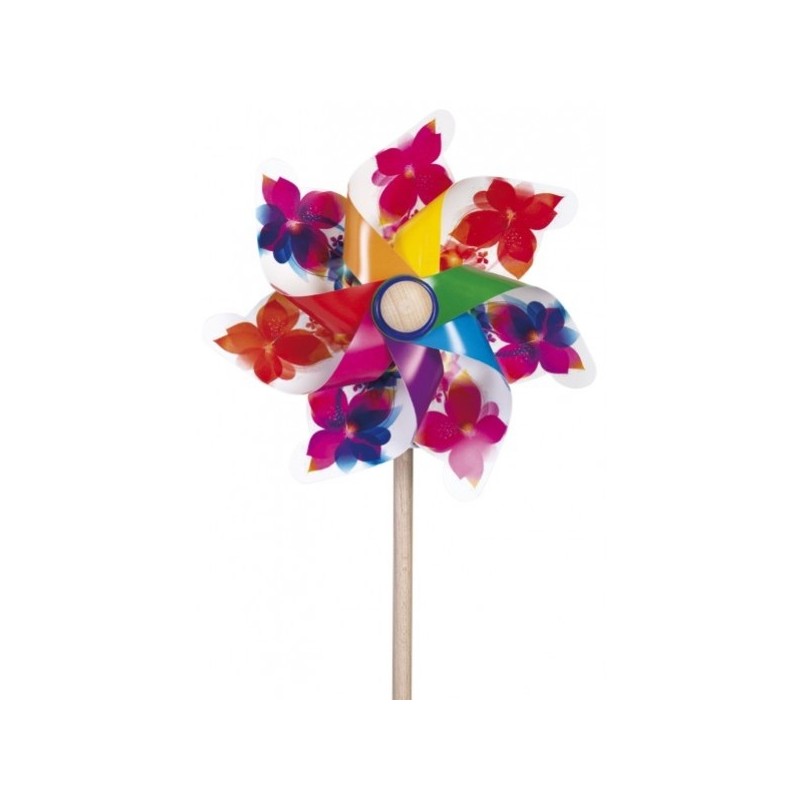 MOULIN A VENT FLEUR 71 CM 31 DIAM TIGE BOIS