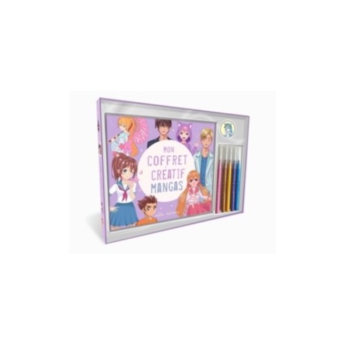 MON COFFRET CREATIF - MANGAS - UN LIVRE DE COLORIAGE, 5 FEUTRES ET DES STICKERS