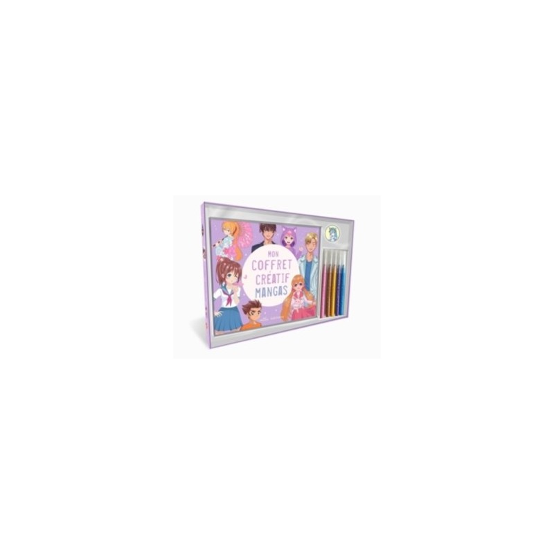 MON COFFRET CREATIF - MANGAS - UN LIVRE DE COLORIAGE, 5 FEUTRES ET DES STICKERS