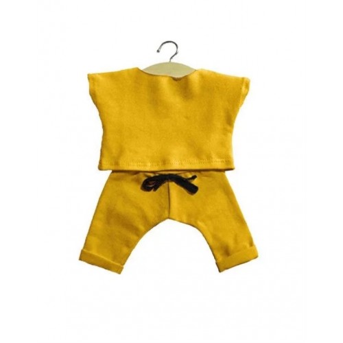 POUPEE MINIKANE VETEMENT ENSEMBLE &quot;MAXOU&quot; EN COTON MOUTARDE