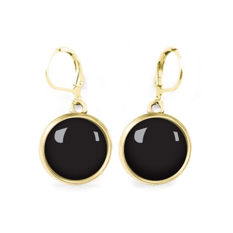 LES PARISIENNES BOUCLES D OREILLES DORMEUSES ACIER CHIRURGICAL OR QUEEN SIZE – NOIR