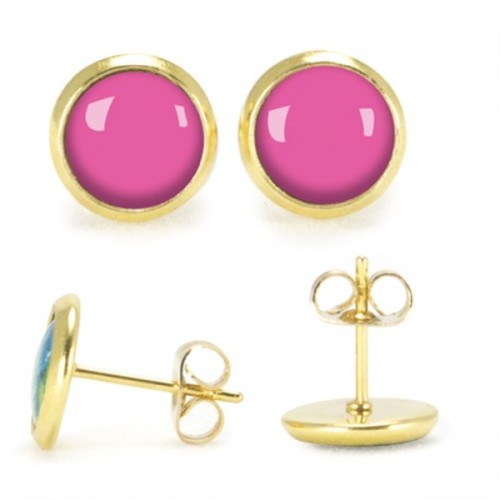 LES PARISIENNES BOUCLES D OREILLES PUCES ACIER CHIRURGICAL OR - BUBBLEGUM