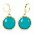 LES PARISIENNES BOUCLES D OREILLES DORMEUSES ACIER CHIRURGICAL OR QUEEN SIZE – TURQUOISE