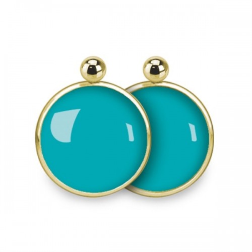 LES PARISIENNES BOUCLES D OREILLES NOMADE BILLES ACIER CHIRURGICAL OR – TURQUOISE