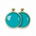 LES PARISIENNES BOUCLES D OREILLES NOMADE BILLES ACIER CHIRURGICAL OR – TURQUOISE