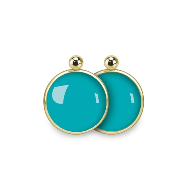 LES PARISIENNES BOUCLES D OREILLES NOMADE BILLES ACIER CHIRURGICAL OR – TURQUOISE