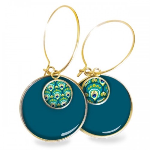 LES PARISIENNES BOUCLES D OREILLES NOMADES CREOLES ACIER CHIRURGICAL OR – PEACOCK