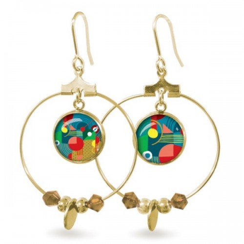 LES PARISIENNES BOUCLES D OREILLES RITA ACIER CHIRURGICAL OR – WOODSTOCK