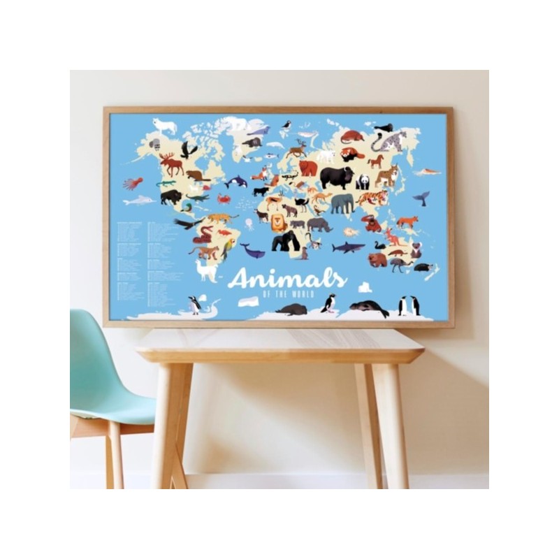 POSTER GEANT ANIMAUX DU MONDE + 67 STICKERS