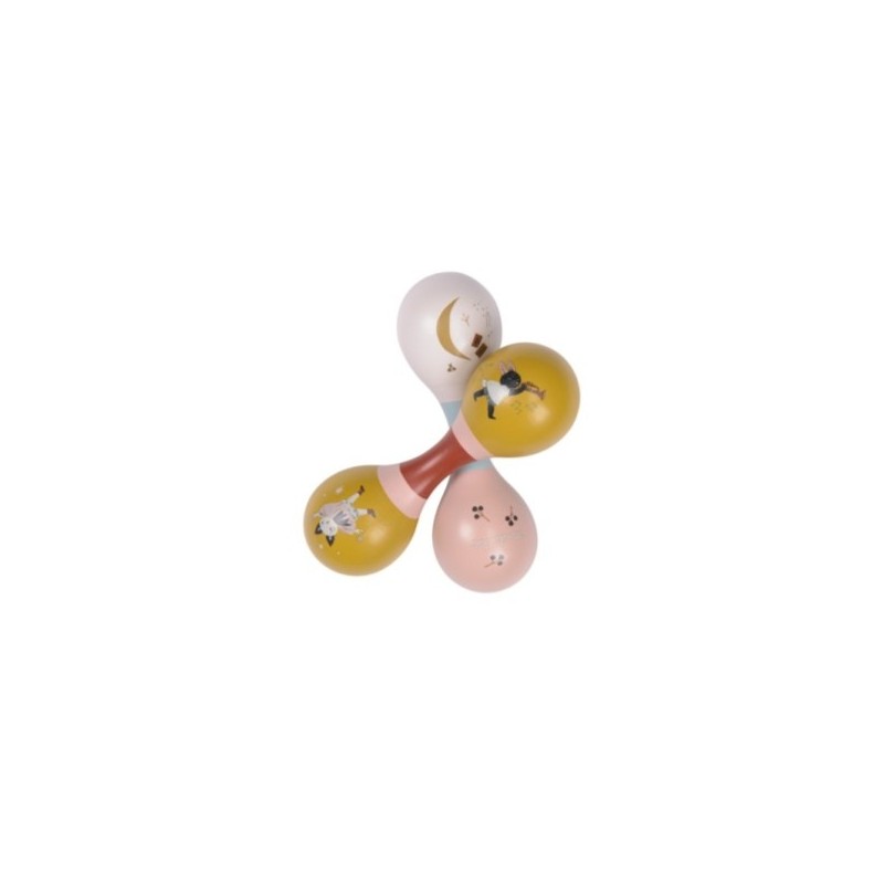 MARACAS DOUBLES APRES LA PLUIE (CREME ET ROSE)