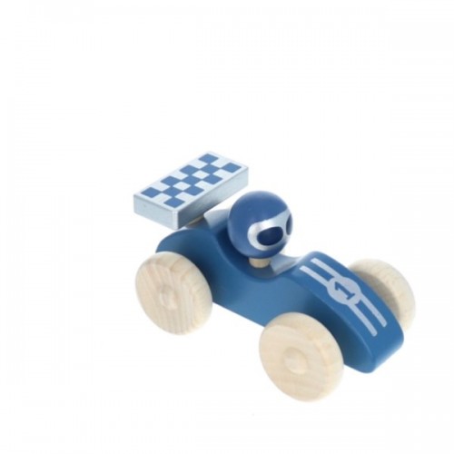 VOITURE DE COURSE BLEUE EN BOIS