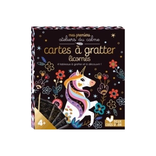 CARTES A GRATTER LICORNES - MINI-BOITE AVEC ACCCESSOIRES