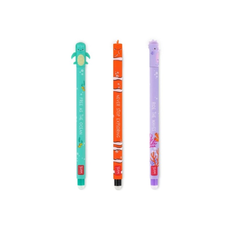 SET DE 3 STYLOS A ENCRE GEL EFFACABLE - UNDER THE SEA