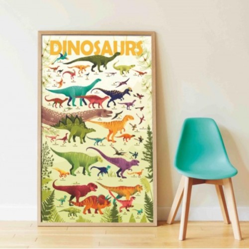 POSTER GEANT DISCOVERY DINOSAURES + 32 STICKERS