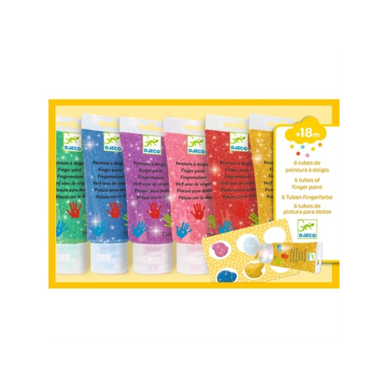 6 TUBES DE PEINTURE A DOIGTS PAILLETTES